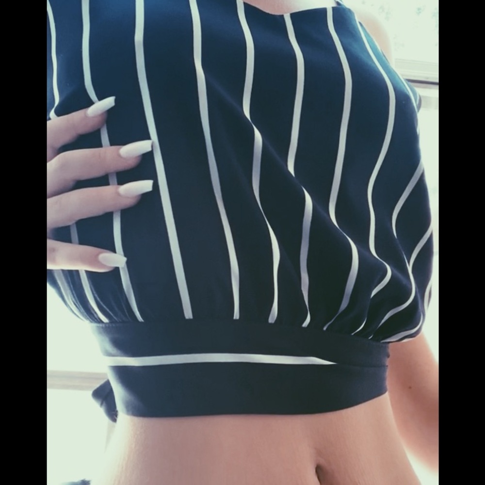 Pin stripe tie back crop top from topshop